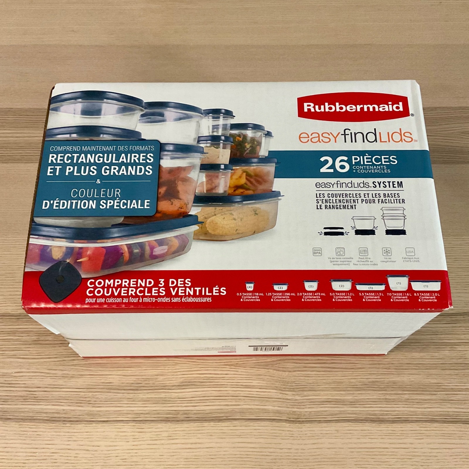 Rubbermaid Containers Easy Find Lids 26 Piece Food Storage Tubs Set Blue New