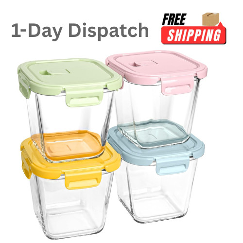 Susukkie 4 Pack 32oz Borosilicate Glass Soup Containers with Lids