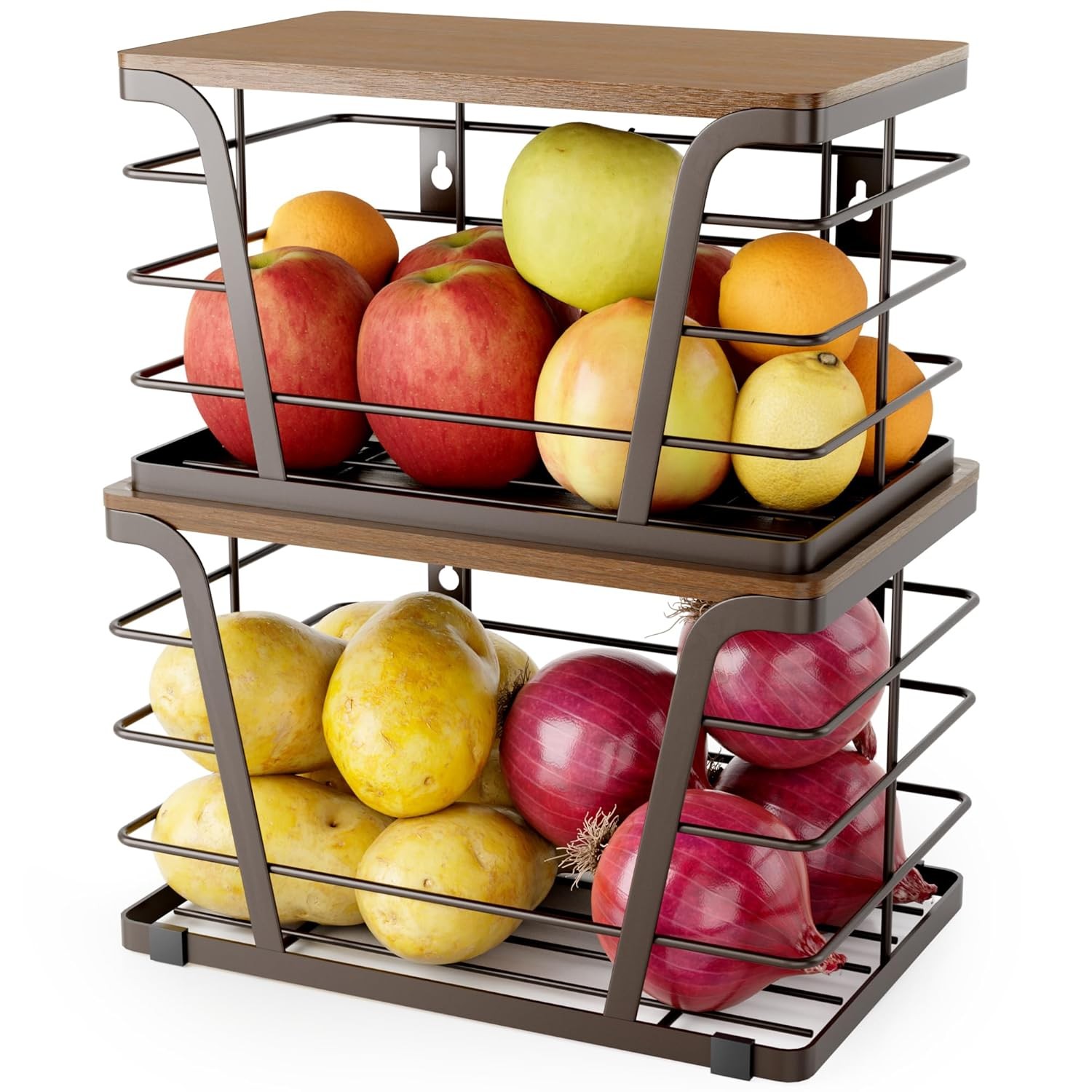 Extra Large 2 Pack Potato and Onion Storage Bins,Stackable Storage Pantry Organi