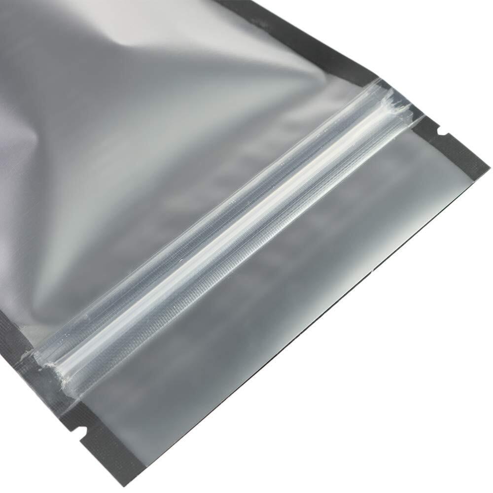 Pack Of 100 Translucent Front Matte Black Poly Plastic Resealable Bags 8.4oz 6