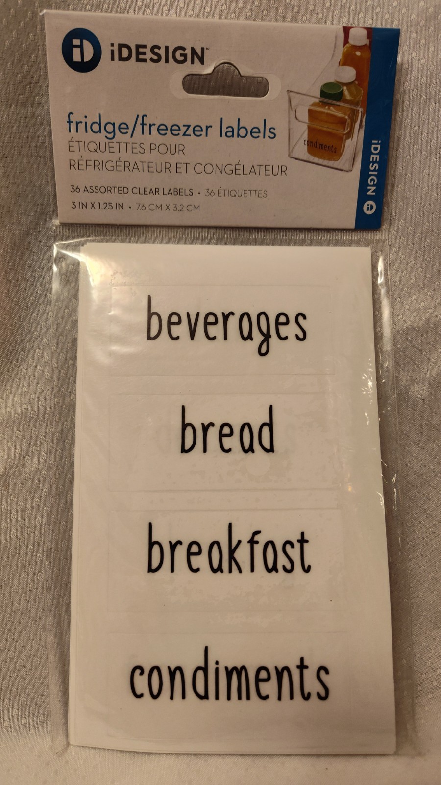 Fridge/Freezer Labels*Set of 36*Clear Background*iDesign*3″ x 1.25″*New*W*