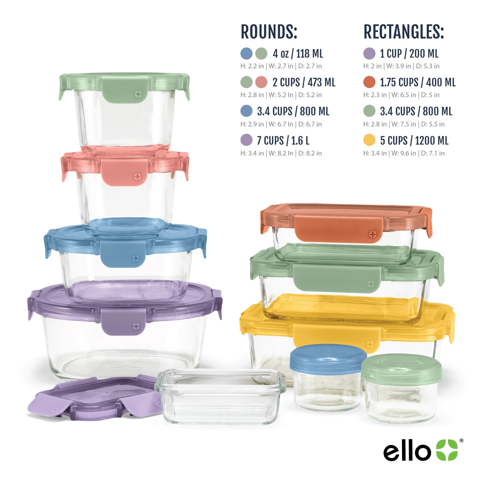 Color Lock 20PC Mixed Glass Food Storage Sets, Leak-Proof Glass Food Storage …