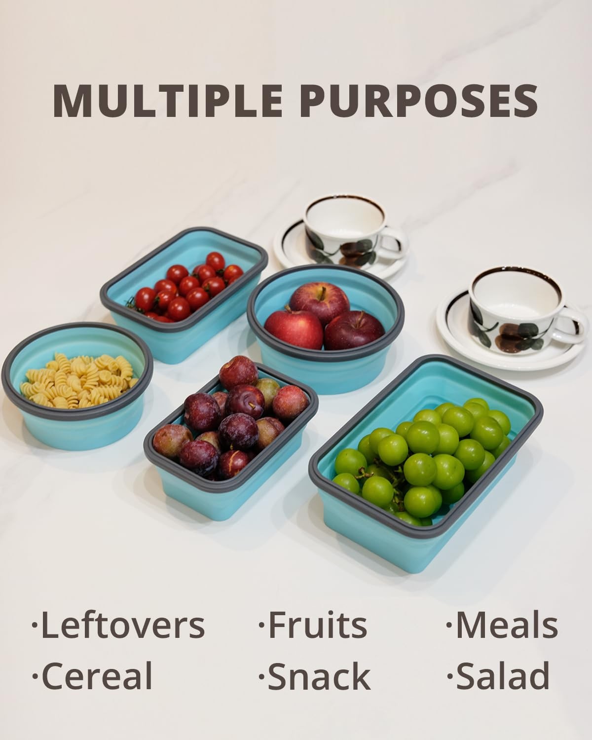 16 Pack Collapsible Silicone Food Storage Containers with Lids, Freezer & Dis…