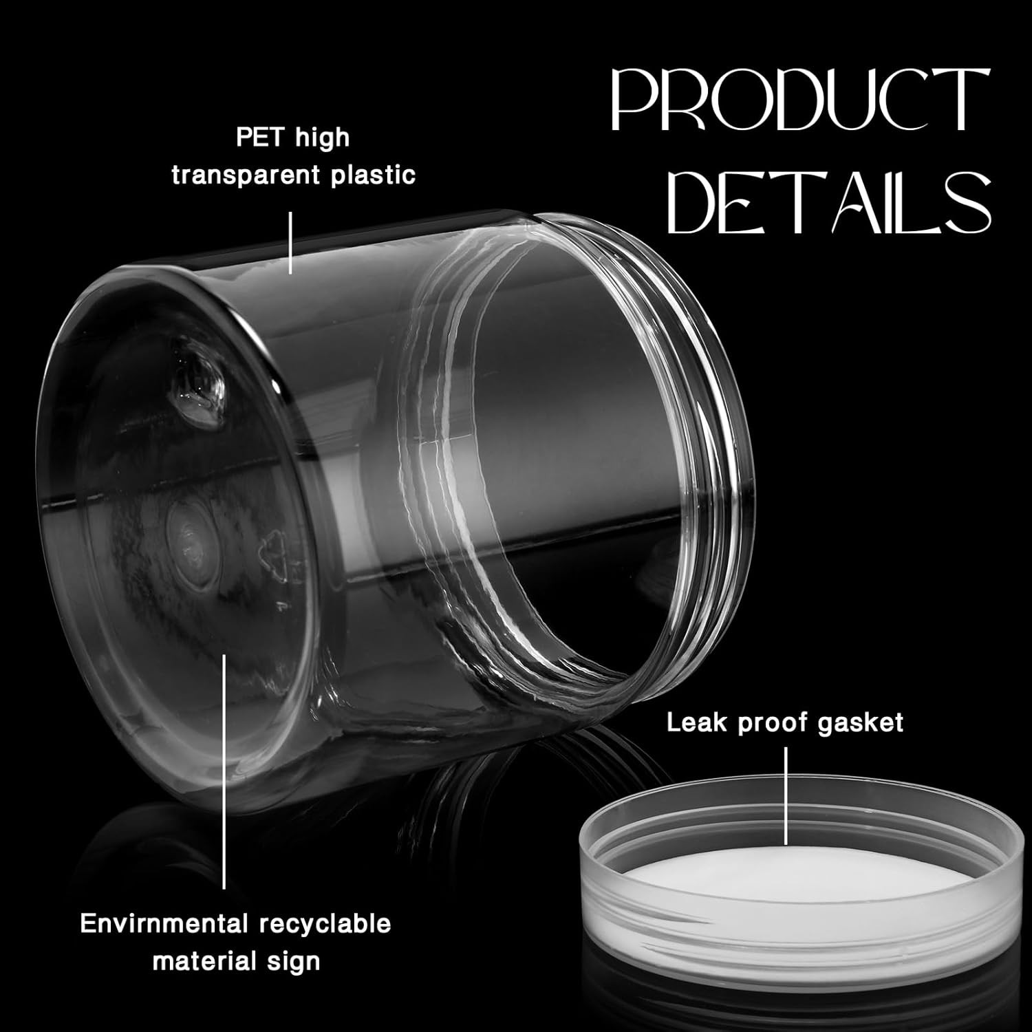 6 Pack 8 oz Plastic Jars Containers with Lids Wide-mouth Refillable Leakproof Re