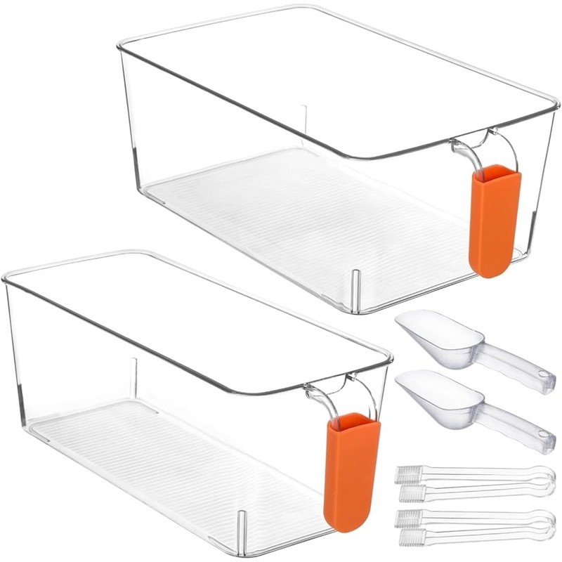 Large Capacity Ice Storage Bin W/ Scoop & Tongs Food Safe Plastic Easy Clean New