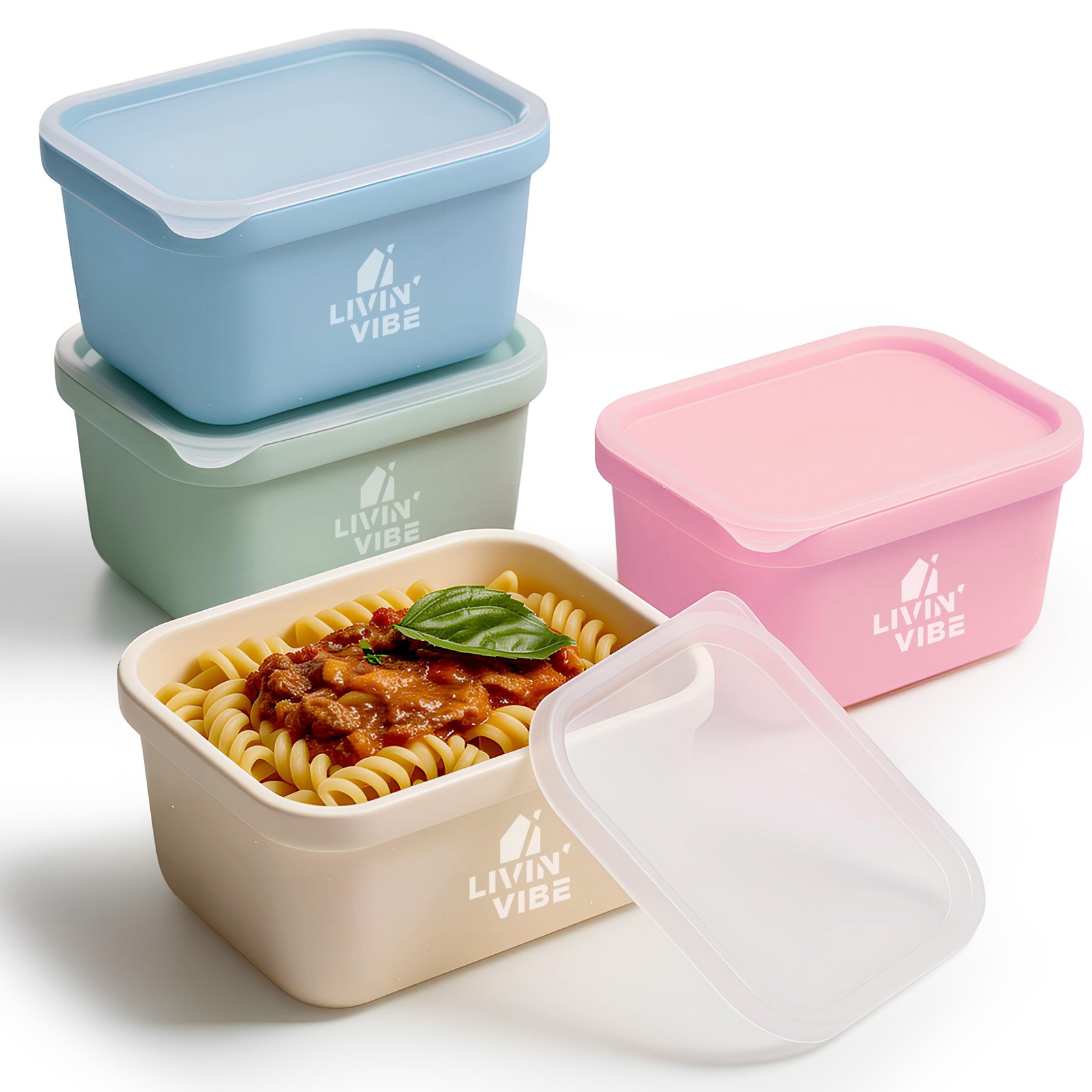 Silicone Freezer Trays with Lids, 4 Pack, 8.45 fl oz (250 ml) Each, Flexible …
