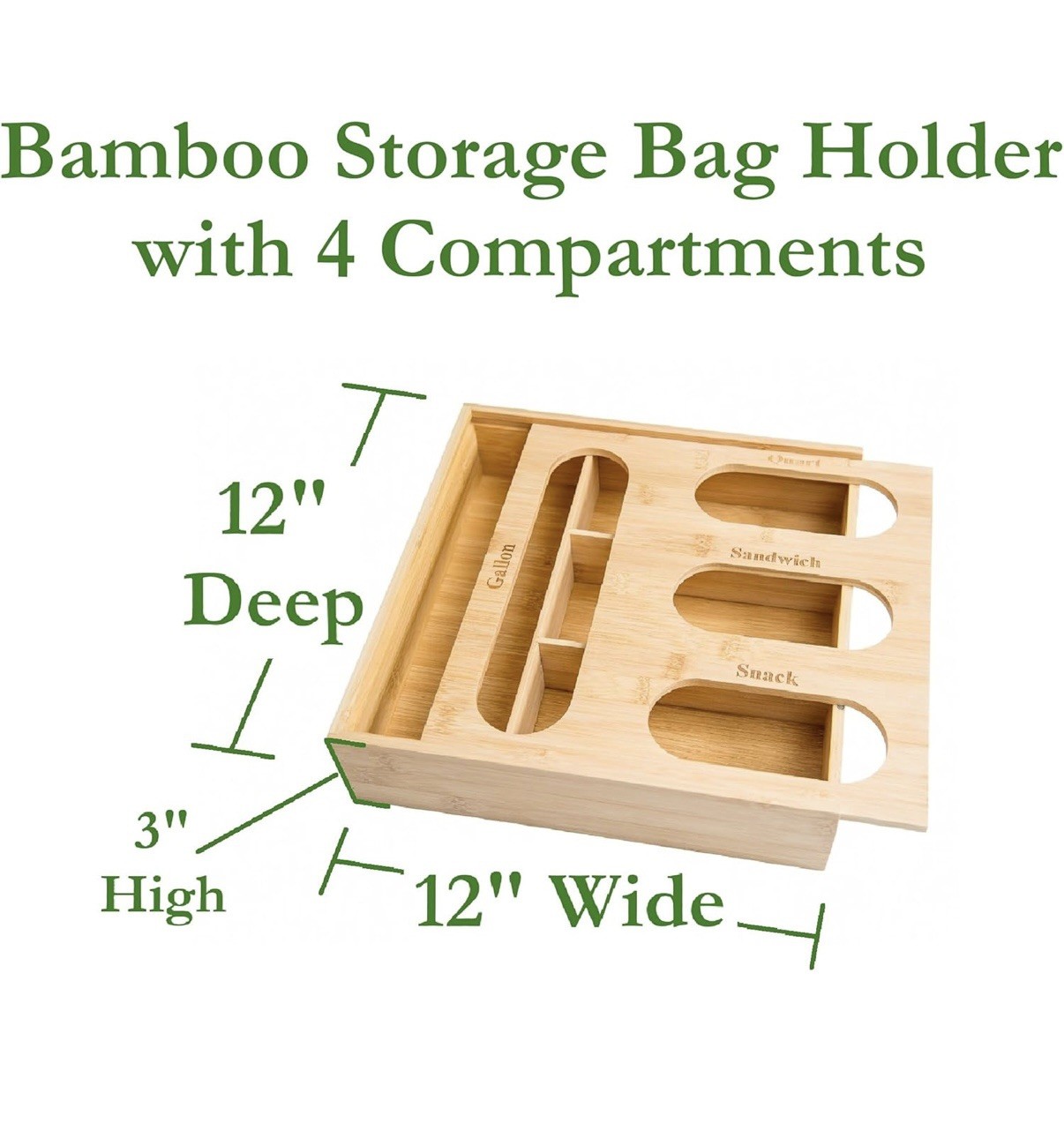 Better Homes Bamboo resealable bag organizer for drawer, storage bag organizer