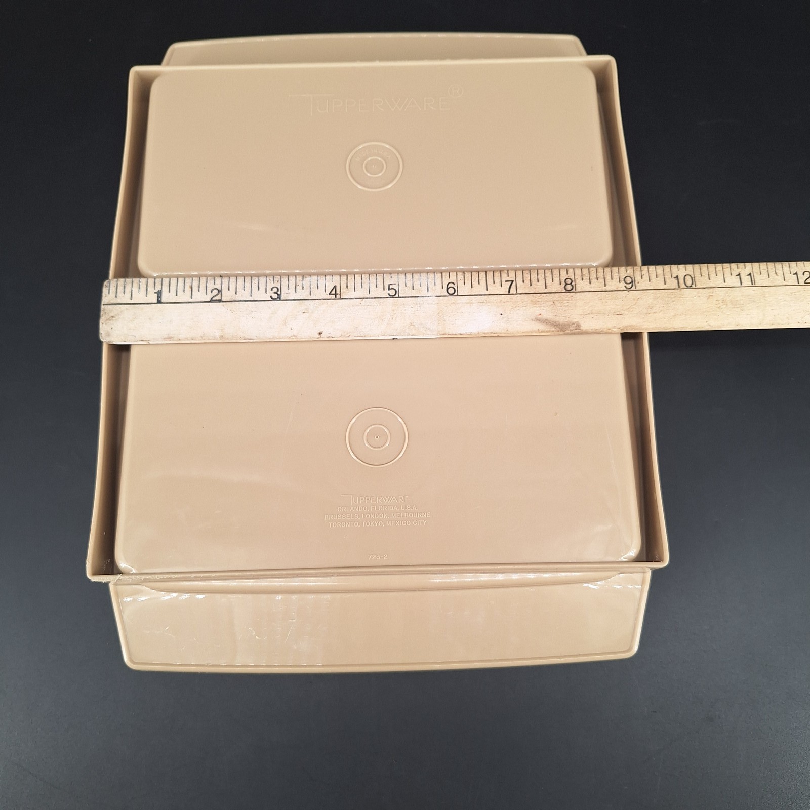 Vintage Tupperware 723-2 Deviled Egg Keeper Carrier Container Tan