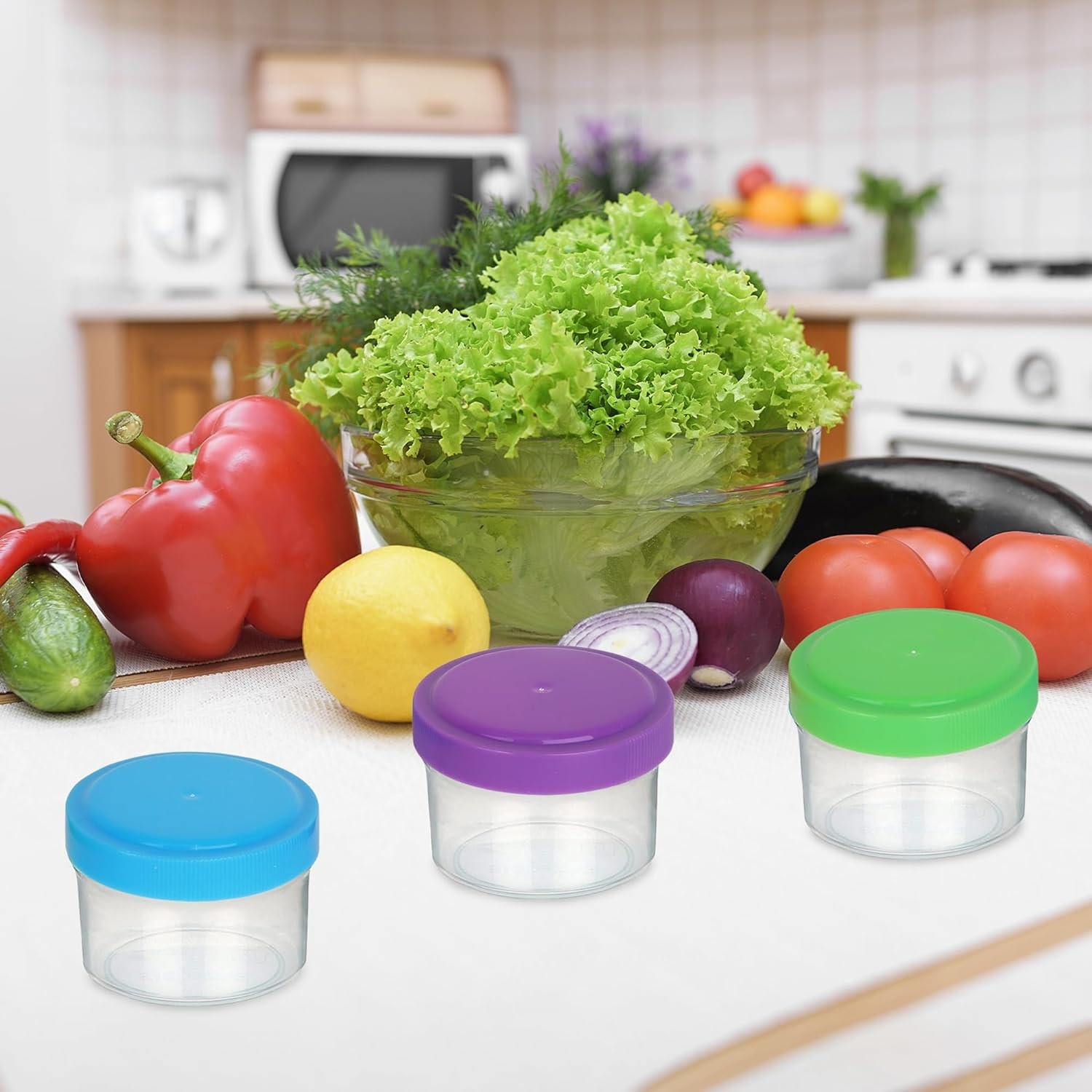 Condiment Containers with Screw Lids (4-Piece) – 1.4 Ounce – Bright Colors
