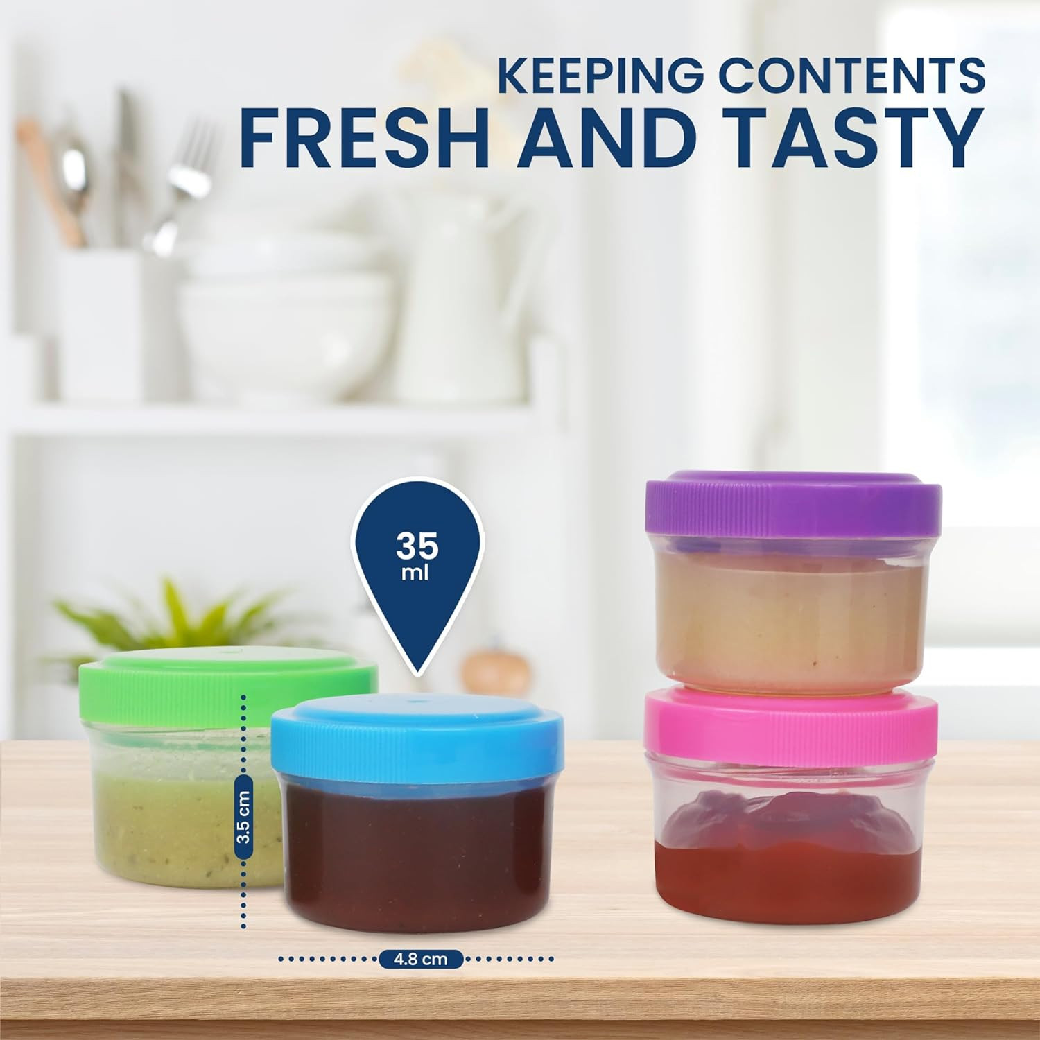 Condiment Containers with Screw Lids (4-Piece) – 1.4 Ounce – Bright Colors