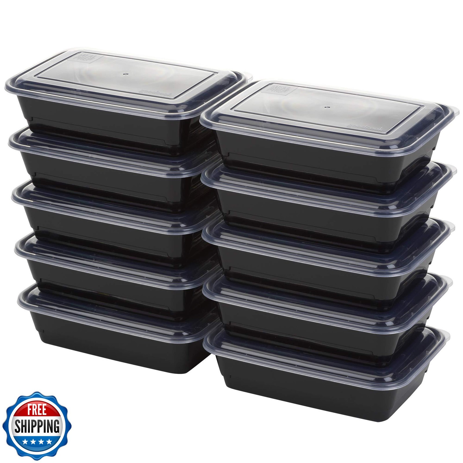 GoodCook Meal Prep Containers, Single Compartment 10-Pack, BPA-Fr