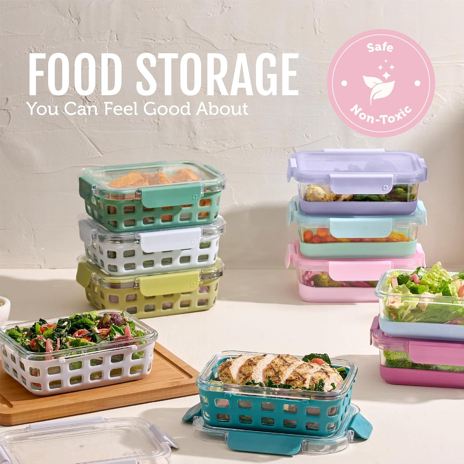 Ello Duraglass 3.4 Cup Meal Prep Sets 10Pc, 5 Pack Set- Glass Food Storage Conta