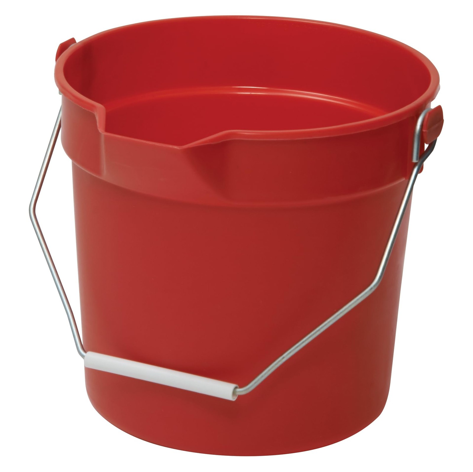 Winco HeavyDuty Plastic Bucket/Utility Pail with Pour Spout, 10 Quarts, Red