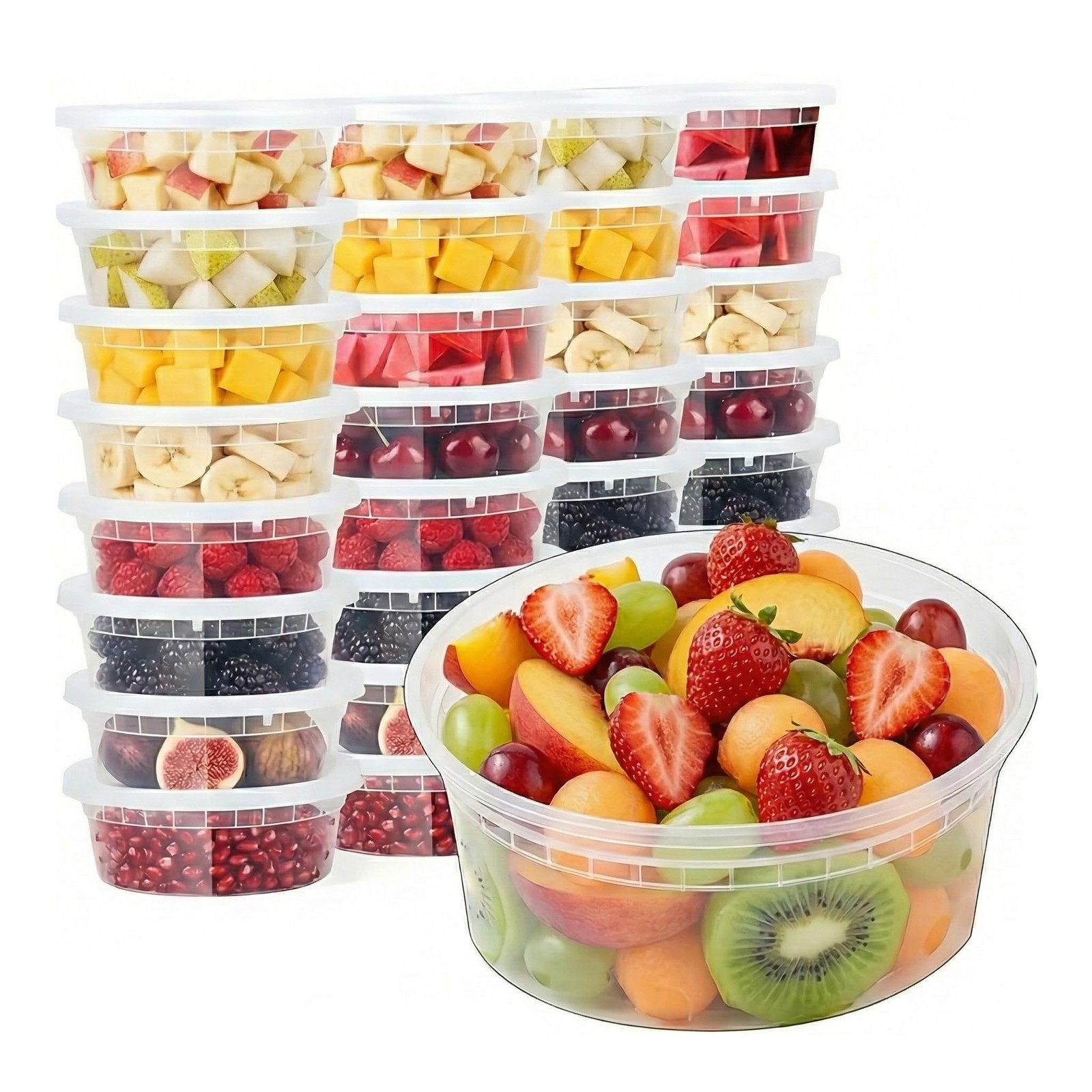 Food Storage Containers [10 Set] x [8 oz] Plastic Deli Containers with Lids S…