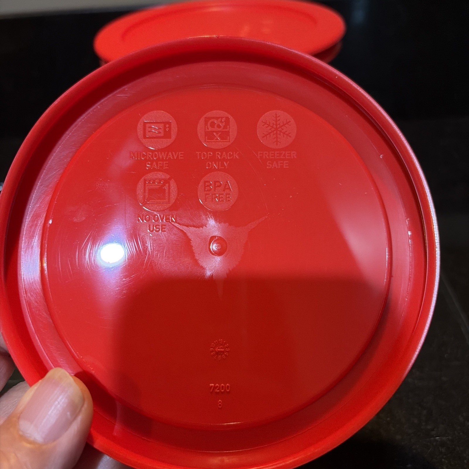 Set of 3 PYREX 7200 Clear 2 Cup Bowls Round Glass Storage with Red Lids READ