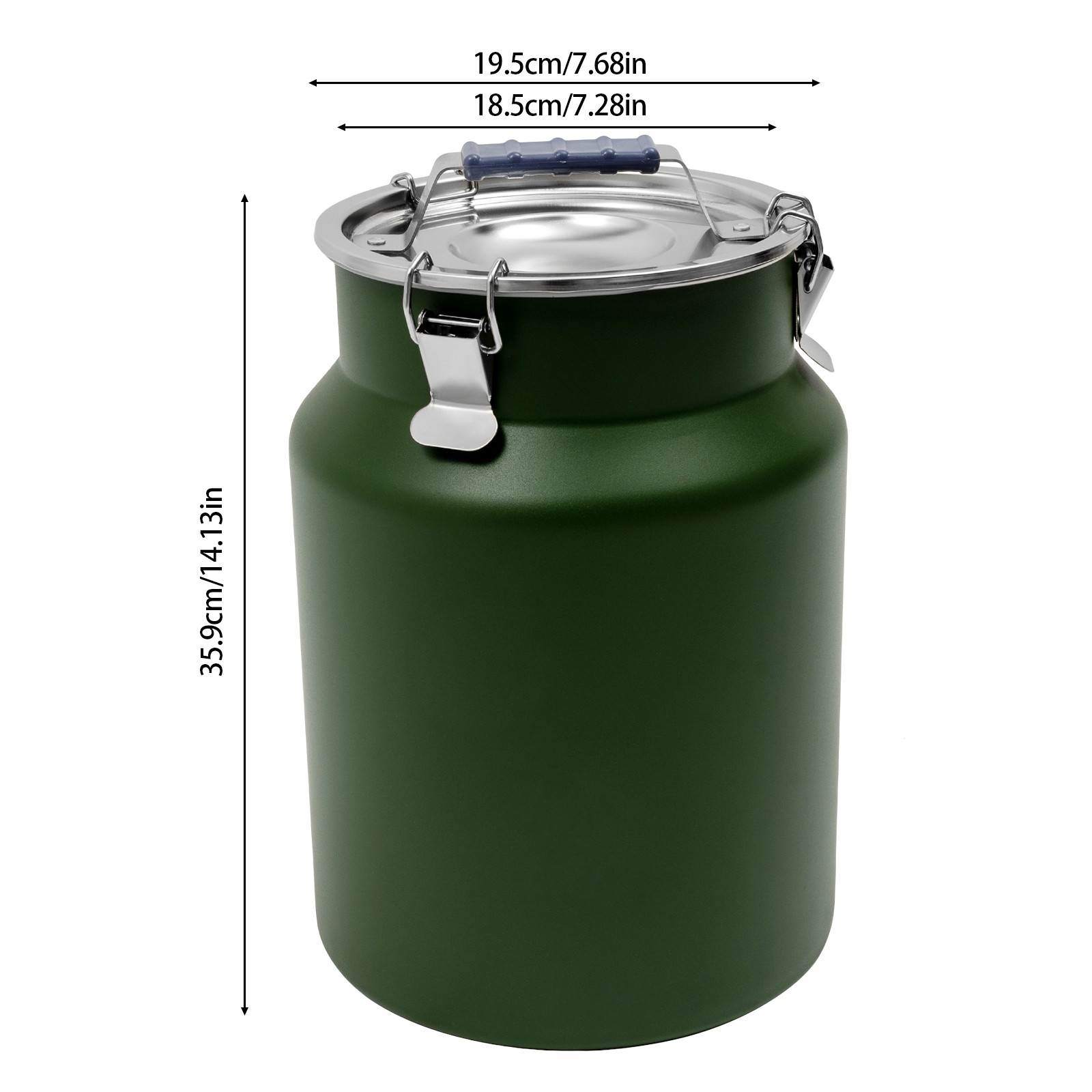 Green Stainless Steel Rice Storage Container 12L Round Grain Container with Lid