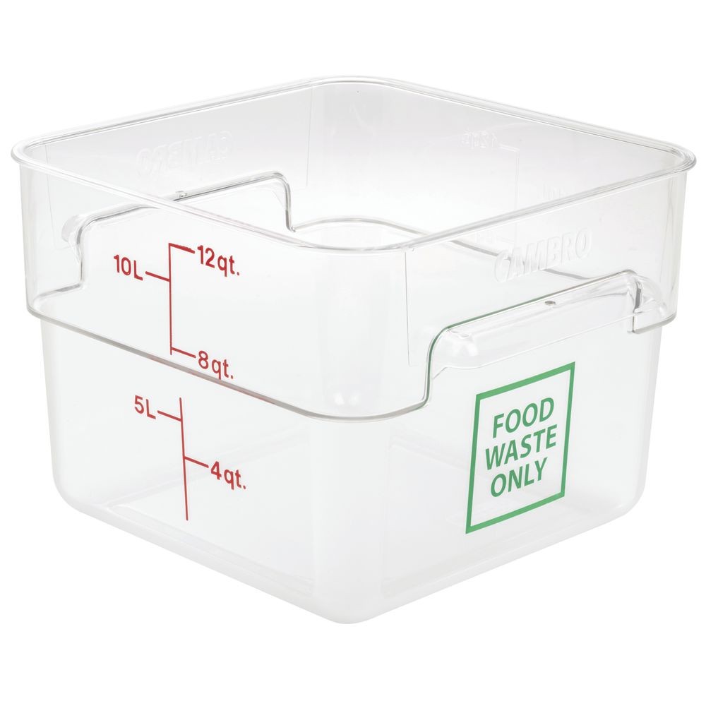 Cambro 12 Qt Clear Polycarbonate Food Waste Management Bin – 11″L x 11″W x 8