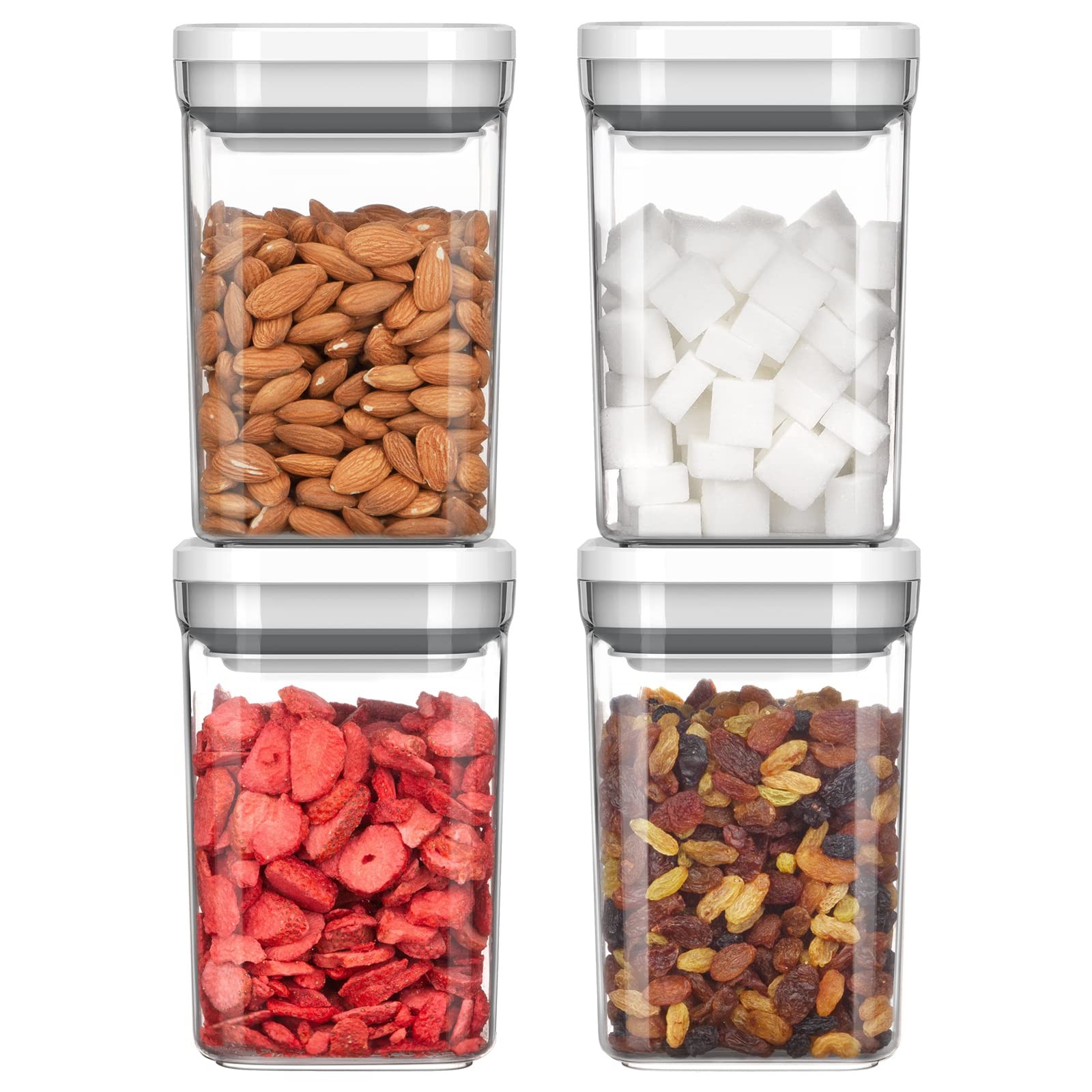 4 Pack Airtight Food Storage Container Set, BPA Free Kitchen Pantry Organizat…