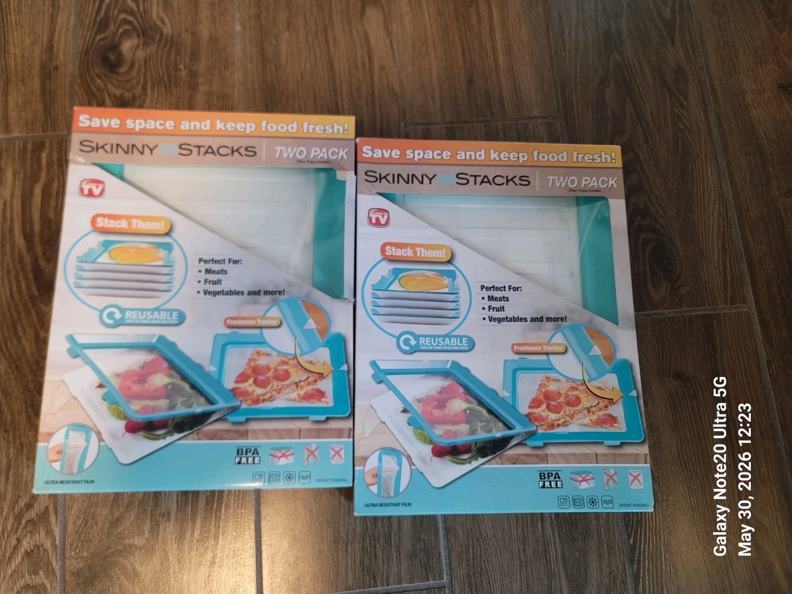 Lot of 2 Skinny Stacks Food Storage Trays Two Pack As Seen On TV BPA Free Blue