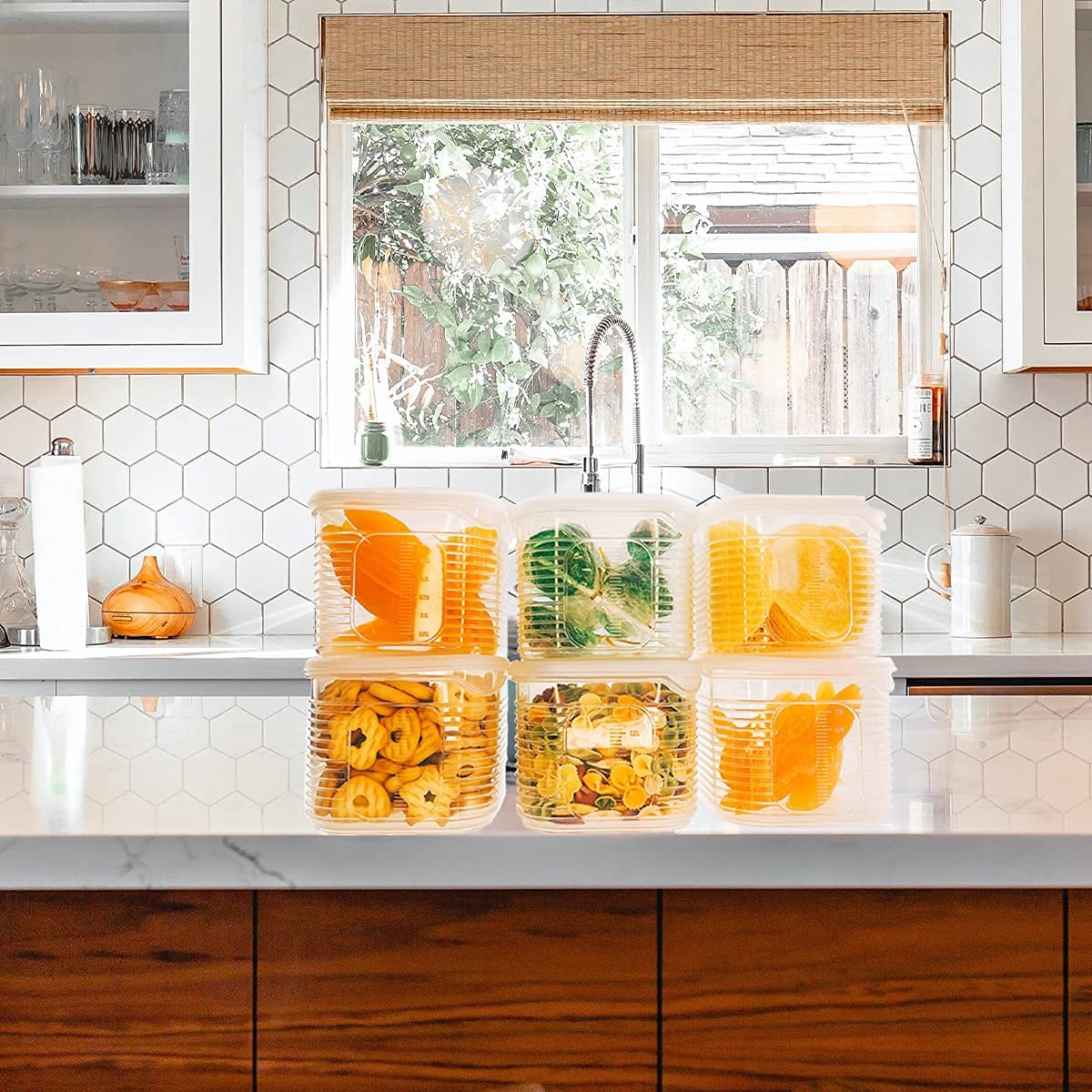 TeTeBak Food Storage Containers with Lids Airtight 6PCS Removable Clear