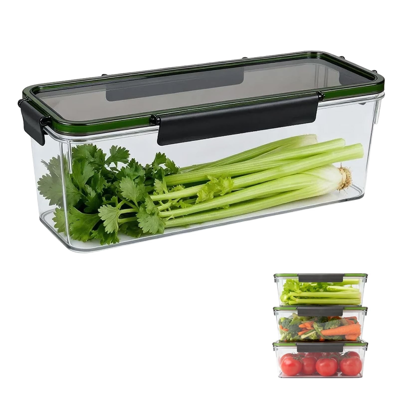 Upgraded Celery Keeper for Refrigerator – 3cm Deeper, BPA-Vegetable Storage C…
