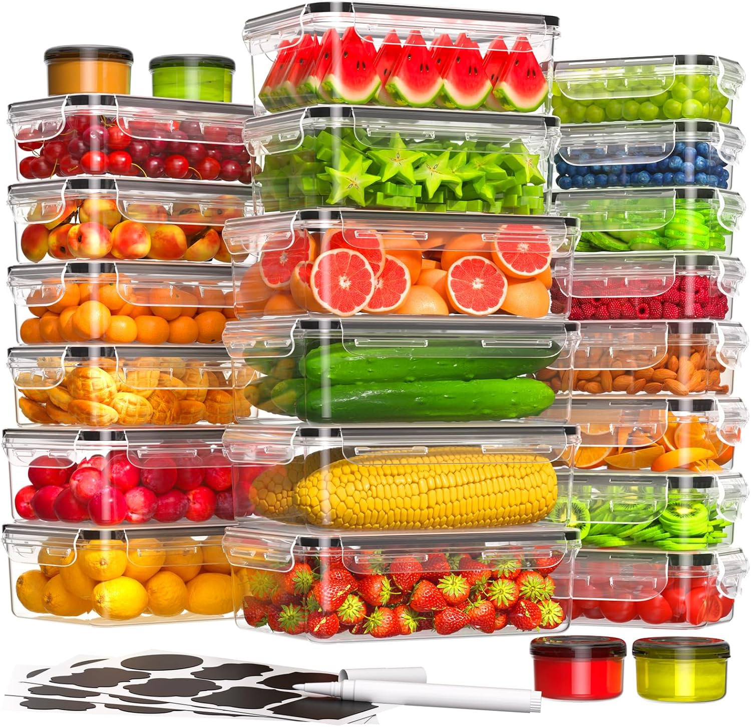 48 PCS Food Storage Containers with Lids Airtight (24 Containers & 24 Lids), Lea