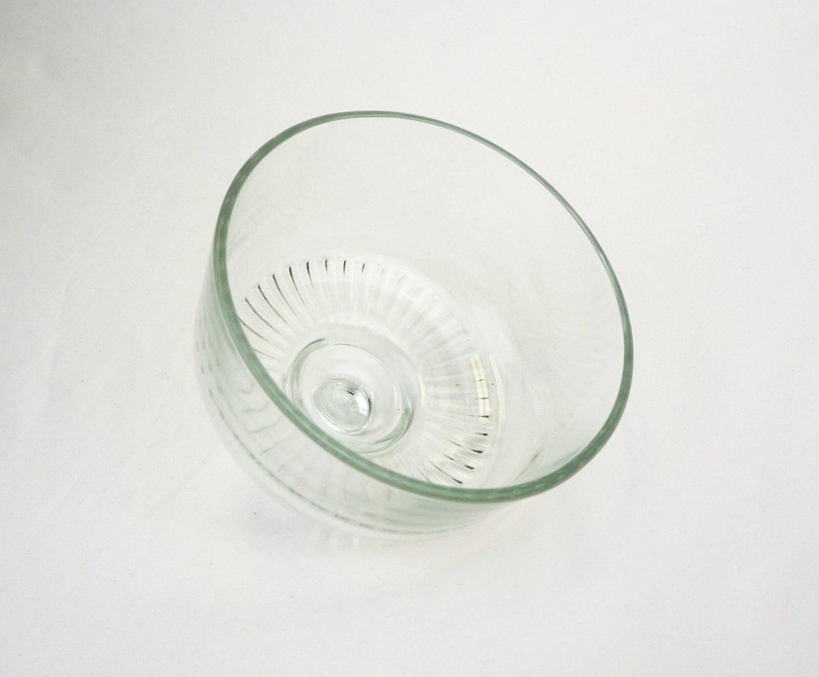 Vintage Clear Pressed Glass Food Dome Cheese Cloche Ribbed Top Made in France