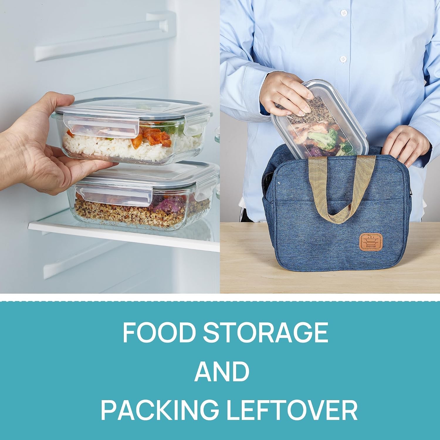 5Pack 22oz Glass Storage Containers with Lids, Glass Meal Prep