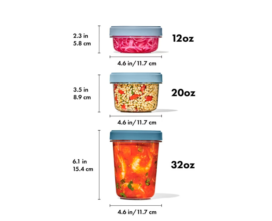 OXO Twist & Stack 12-Piece Lunch Prep Container Set, Ocean Blue, 128 oz, Pack:6
