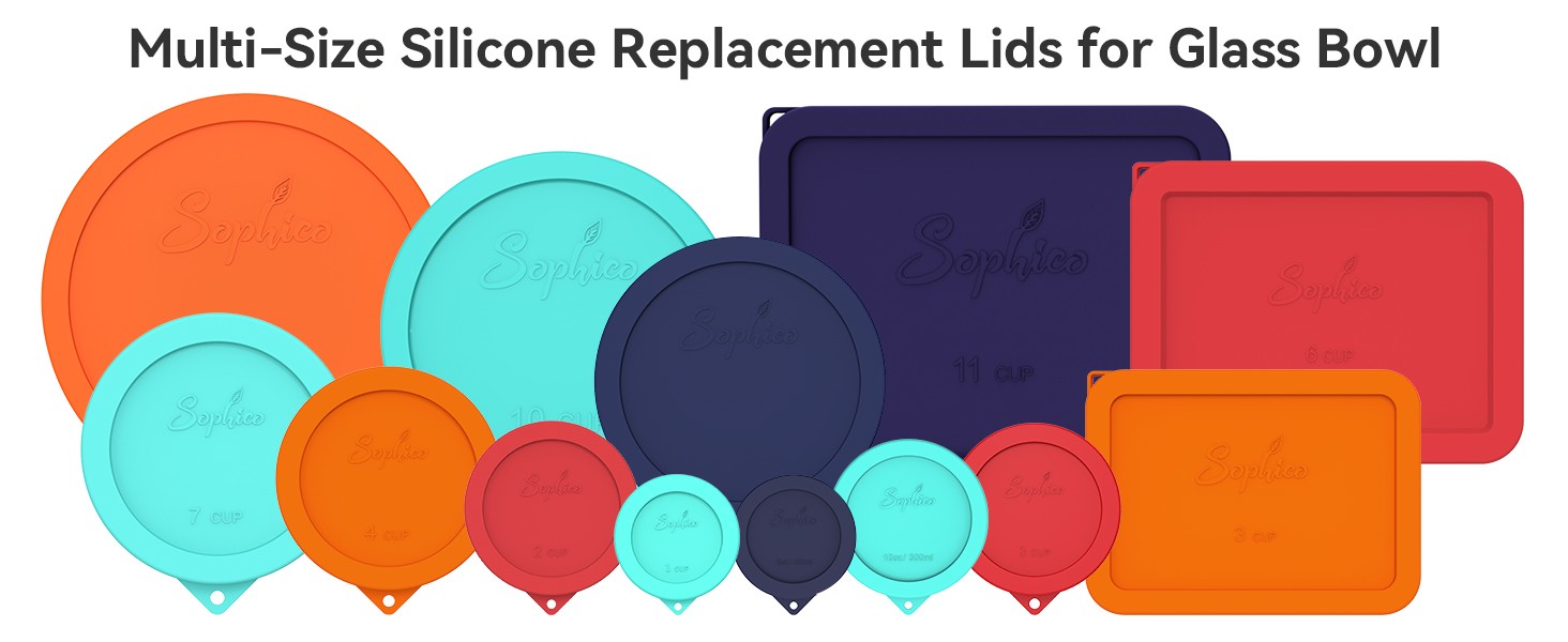 Sophico 1 Cup Round Silicone Storage Cover Lids Replacement for Anchor Hocking