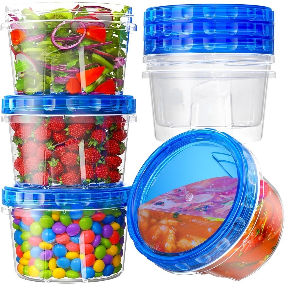 6 Pack 17oz Freezer Containers Twist Top Lids BPA Free Reusable Microwave
