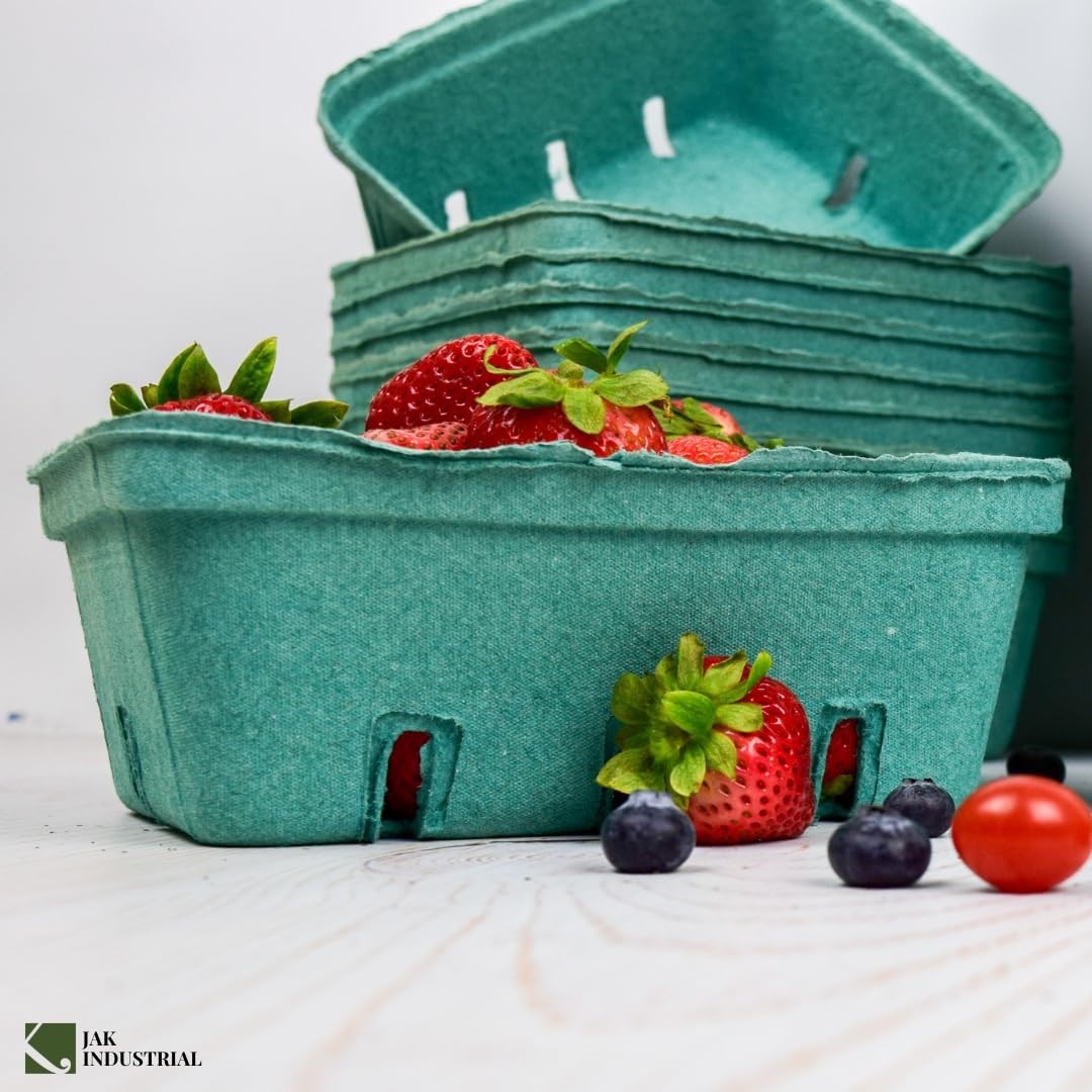 12 Pack Green Molded Pulp Fiber /Produce 1.5 Quart Basket – Large Basket
