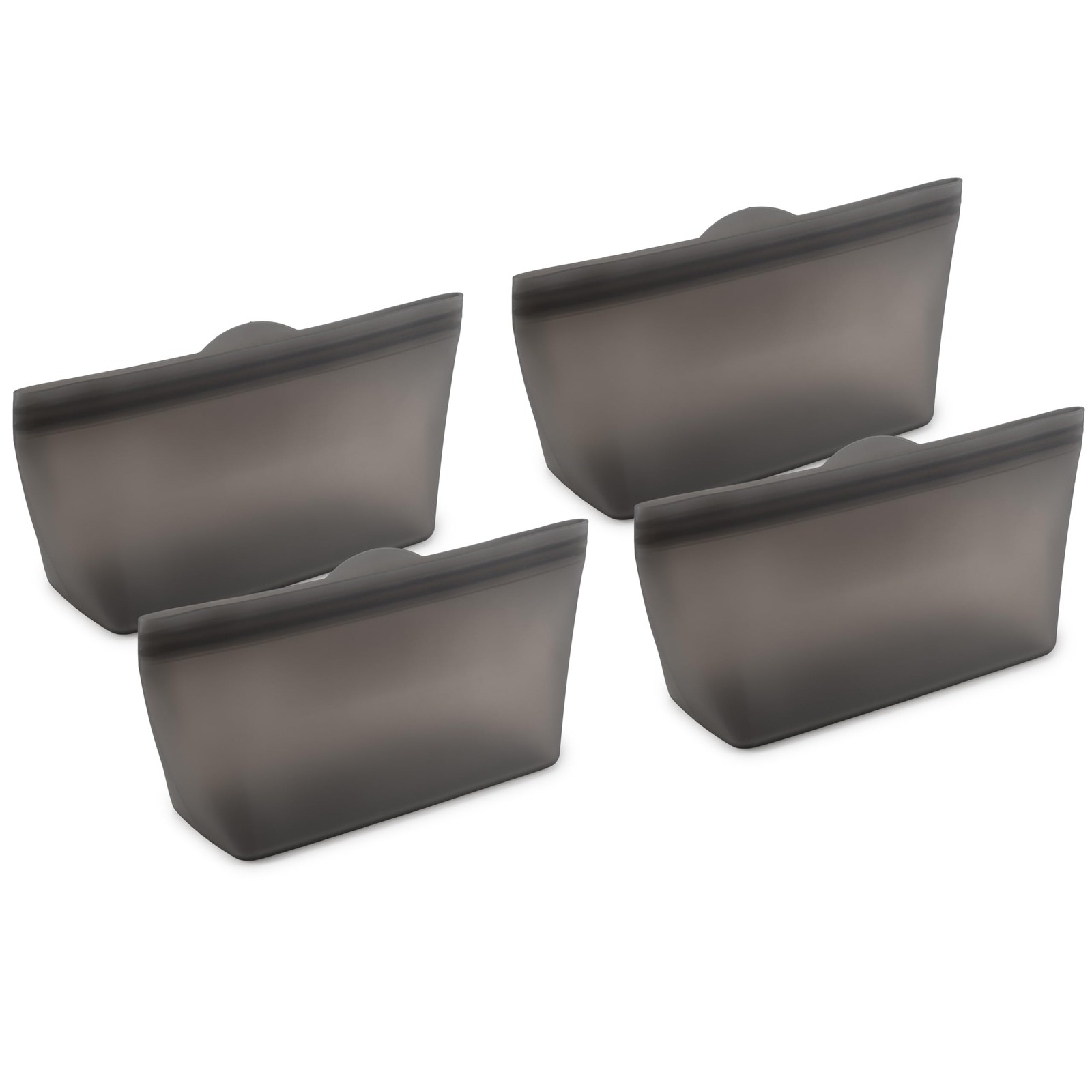 Reusable Quart Bags – Set of 4 Alloy Grey Silicone Freezer Bags, Airtight Lea…