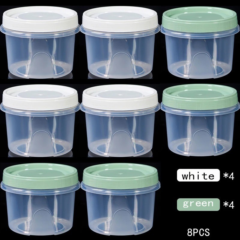 8 Pcs 500ml Round Food Fresh Keeping Box Kitchen Refrigerator Storage AA
