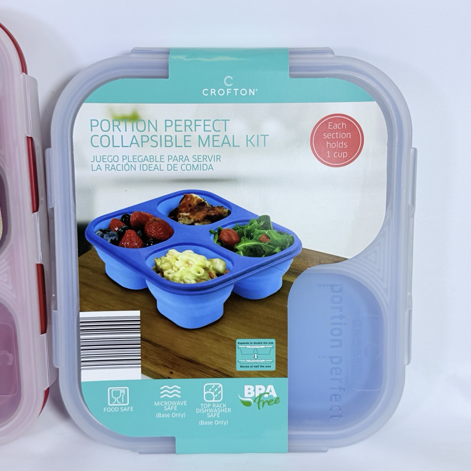 Crofton Portion Perfect Collapsible Meal Kit Set of 2 BPA Free NEW