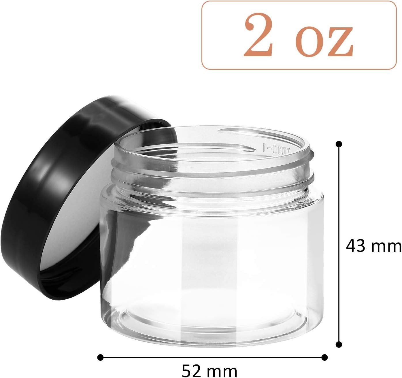 6 Pack 2 oz Plastic Jars Containers with Lids Wide-mouth Refillable Leakproof…