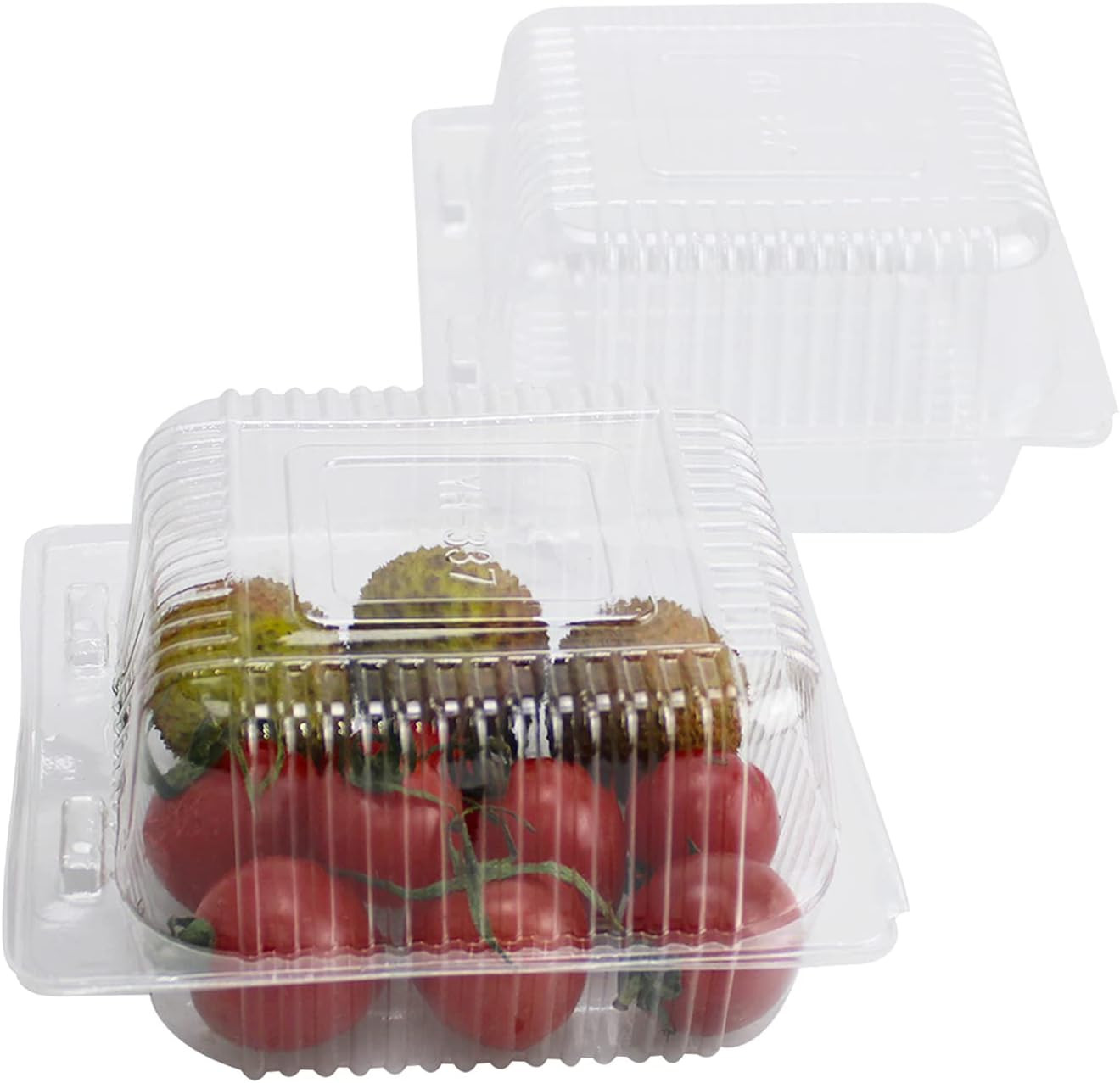Clear Square Plastic Hinged Food Containers, 50PC Cake Slice Containers, Disposa
