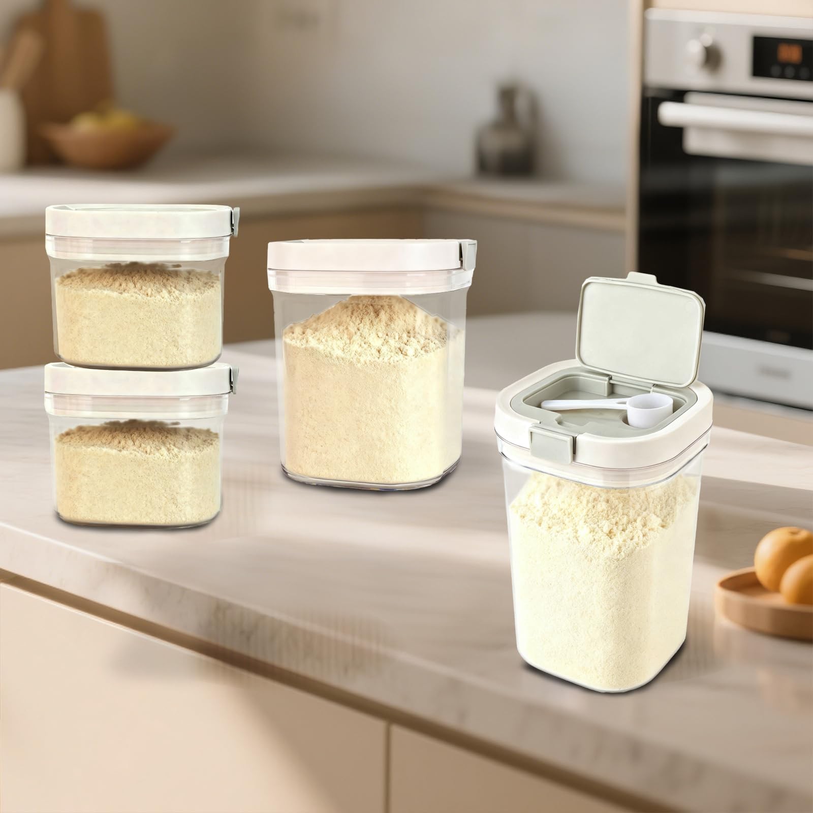 LIKNJEREA Airtight Food Storage Container, 44oz Medium, transparent