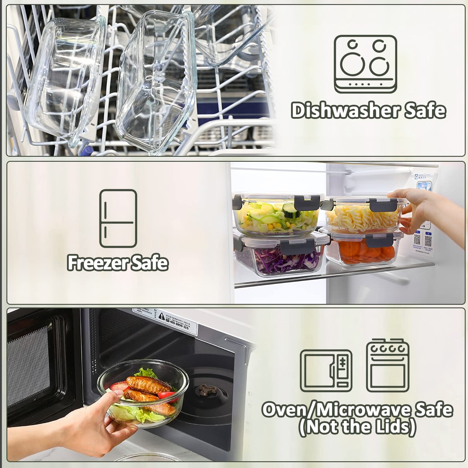 24-Piece Glass Food Storage Containers with Upgraded Snap Locking Lids,Glass …