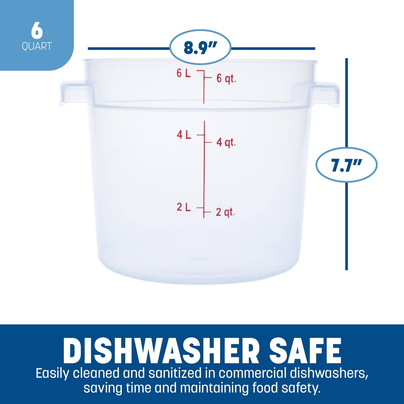 Carlisle FoodService Products Storplus Round Food Storage Container,6Quart,Clear