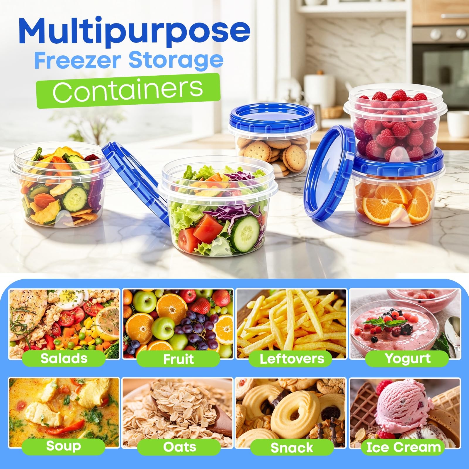 Freezer Storage Containers, 6 Pack-16 Oz Food Storage Containers with Twist T…