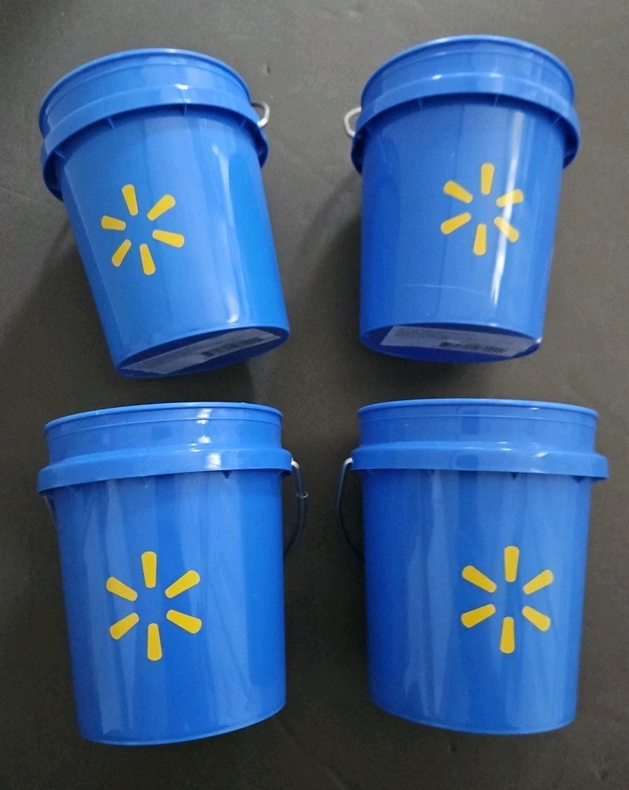 4 Pack Walmart Blue Mini Bucket without Lid 0.4 qt Blue Bucket w/ Yellow Star