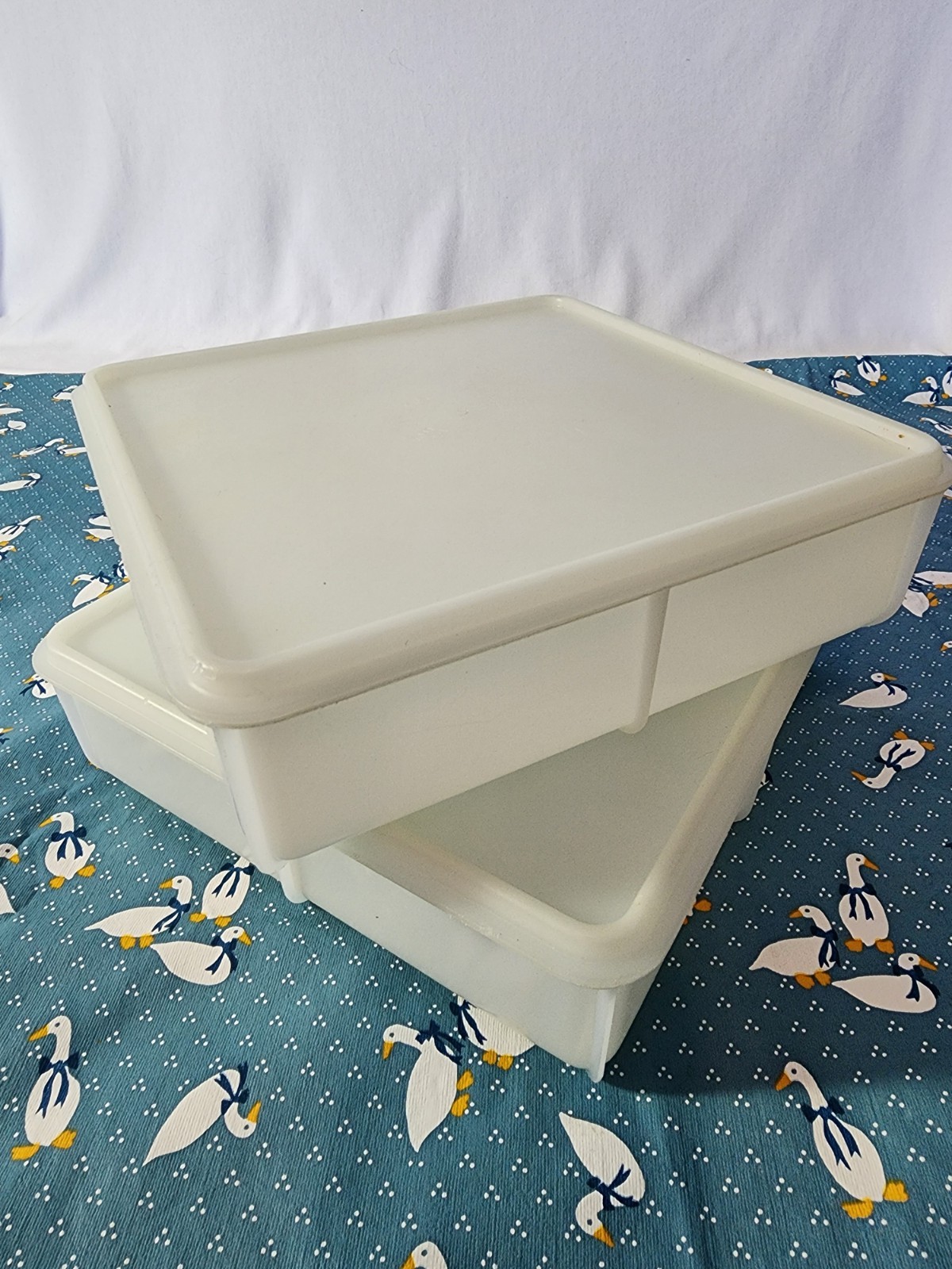 2 Vtg Eagle Super Seal Snack And Store 9 X 9 Food Storage Containers
