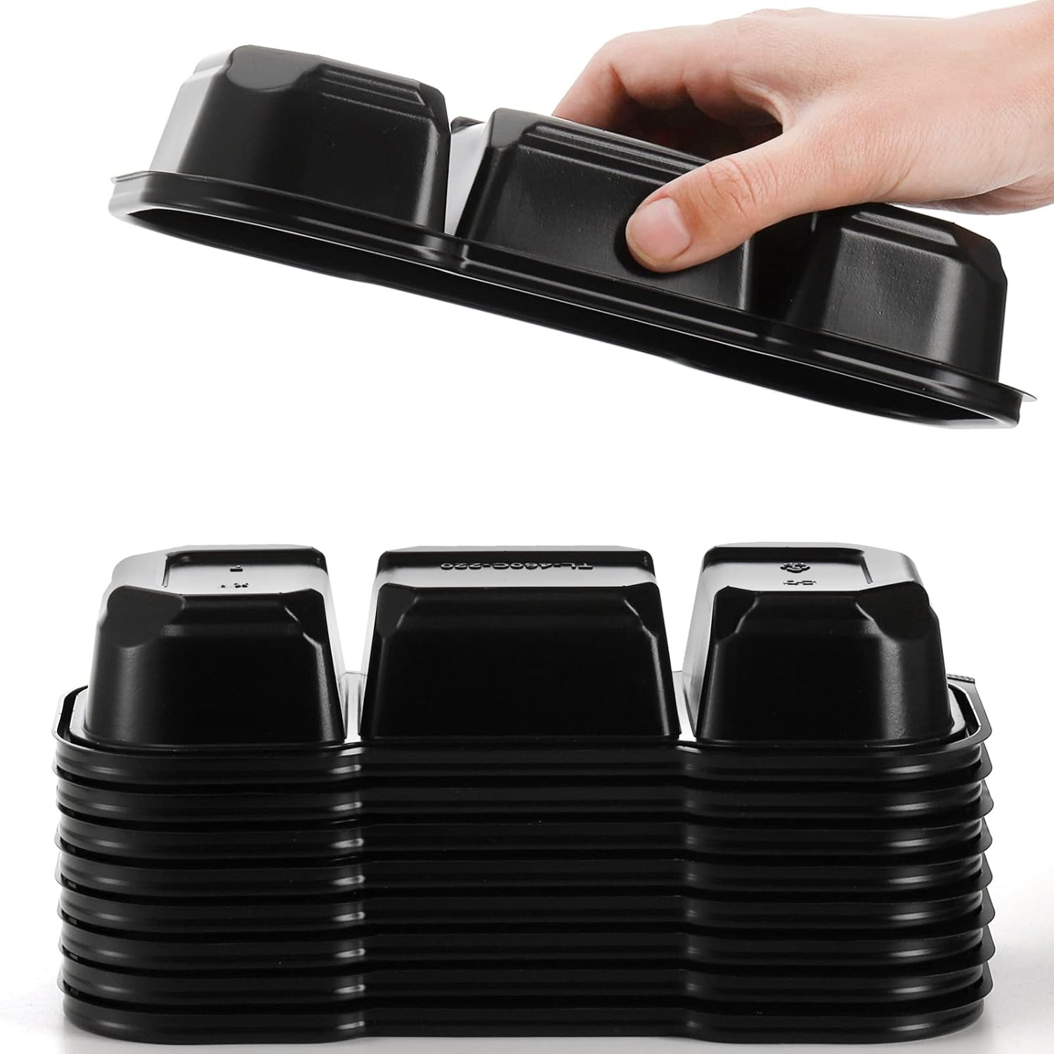 50 Pack 16 Oz Small Meal Prep Containers with 3 Compartments, Disposable Plastic