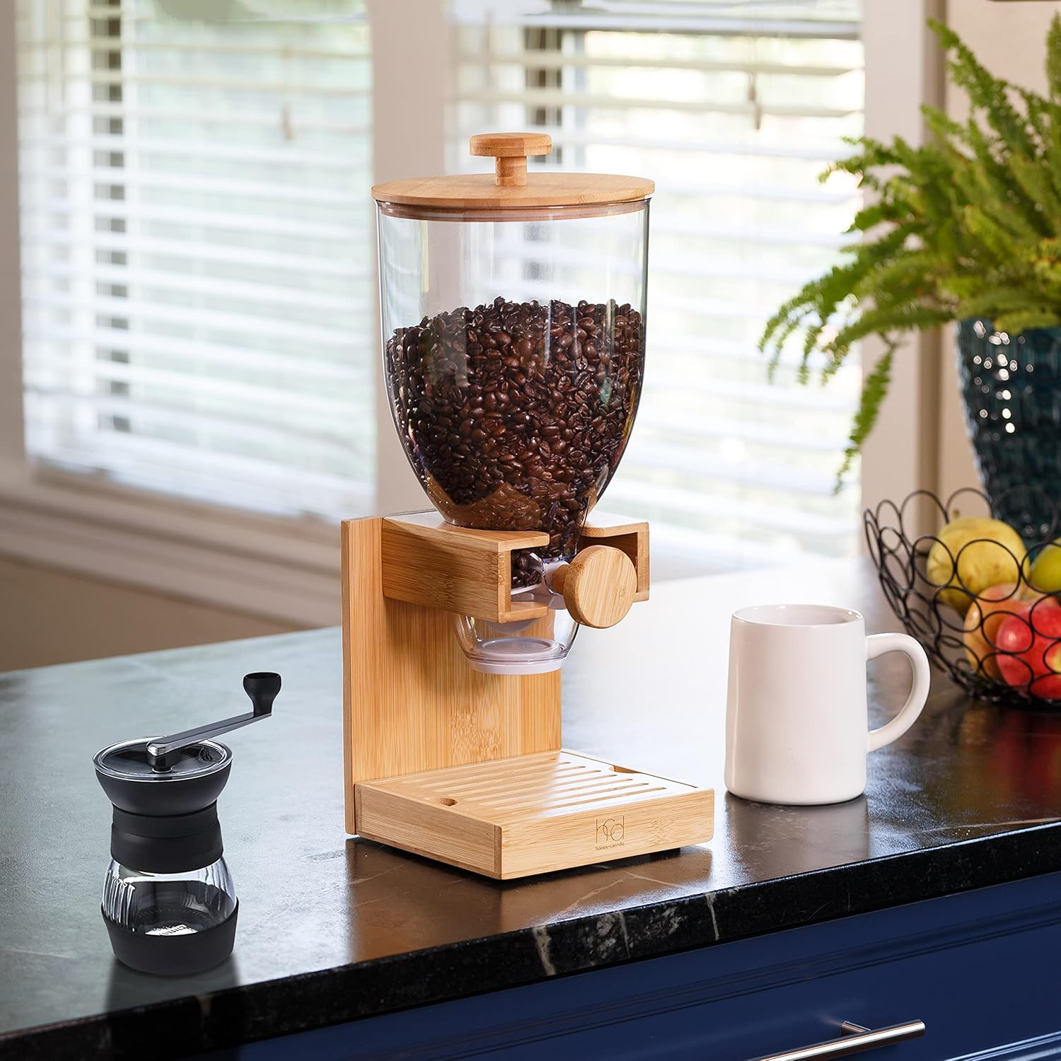 Honey-Can-Do Bamboo Cereal Dispenser with Airtight Lid – Countertop Dry Food Dis