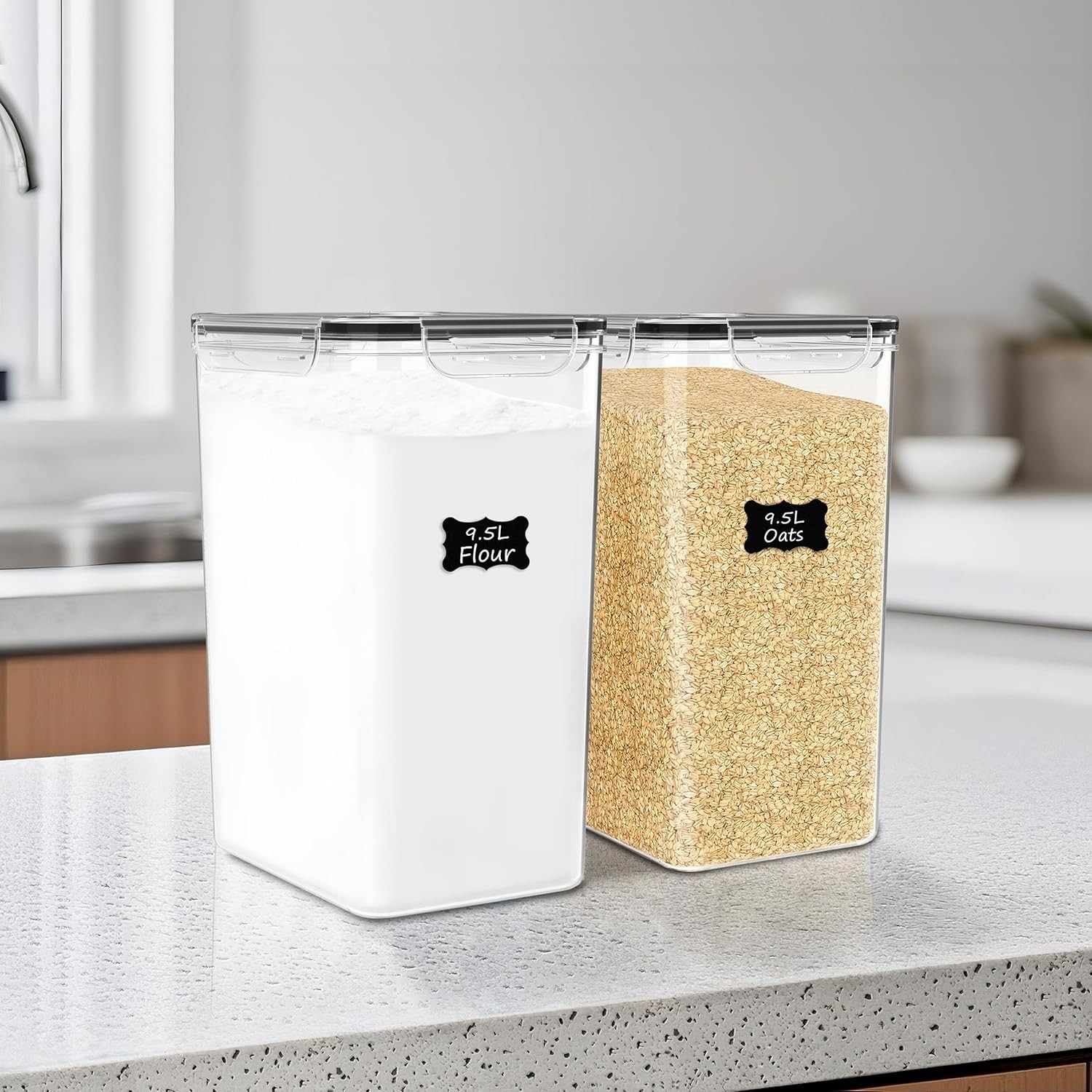 Versatile 9.5L Airtight Containers – Perfect for Flour, Sugar, Rice, Cereal!