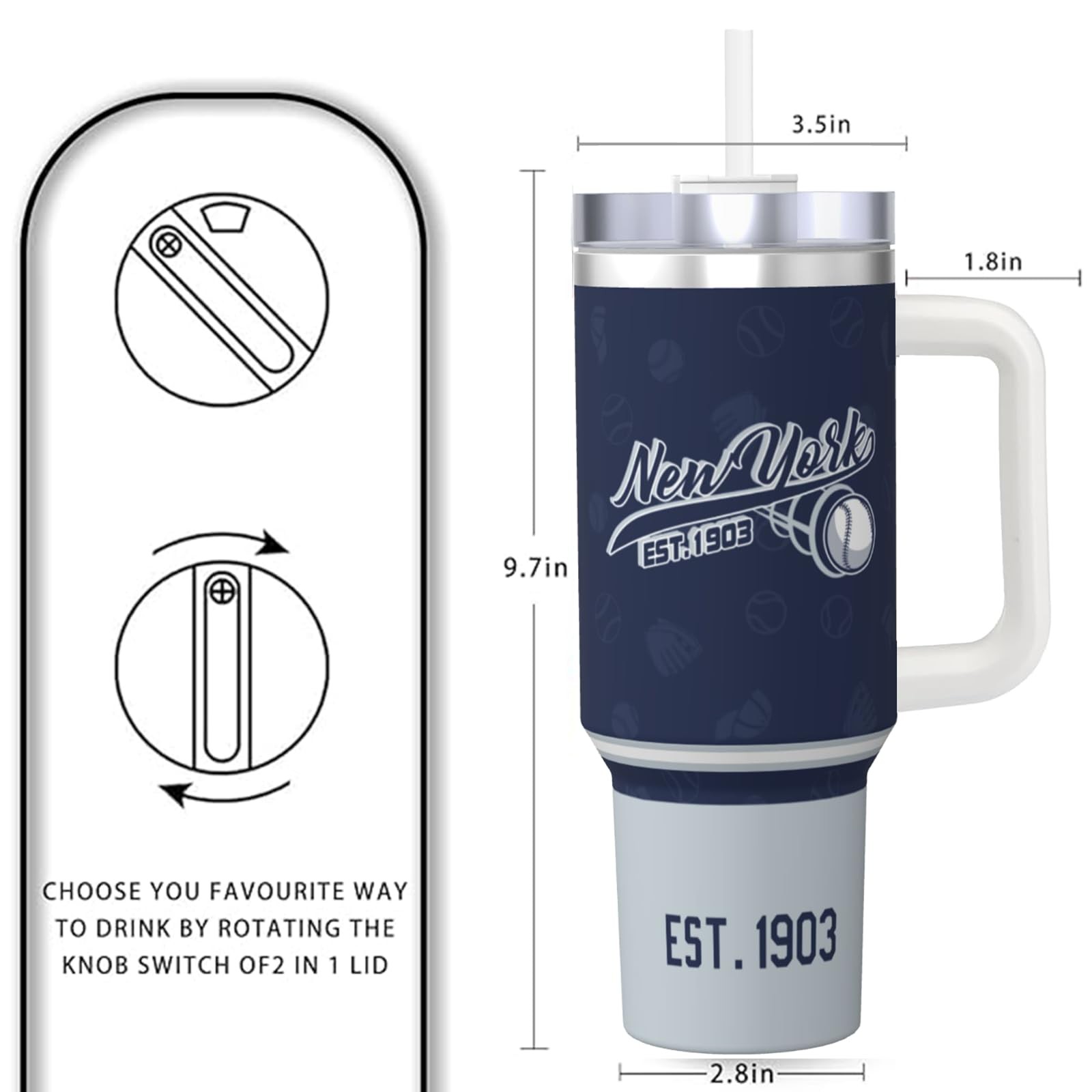 Vkawesr New-York 30 Oz Tumbler Handle And Strawcar Cupcoffee Mug100 Leakproof