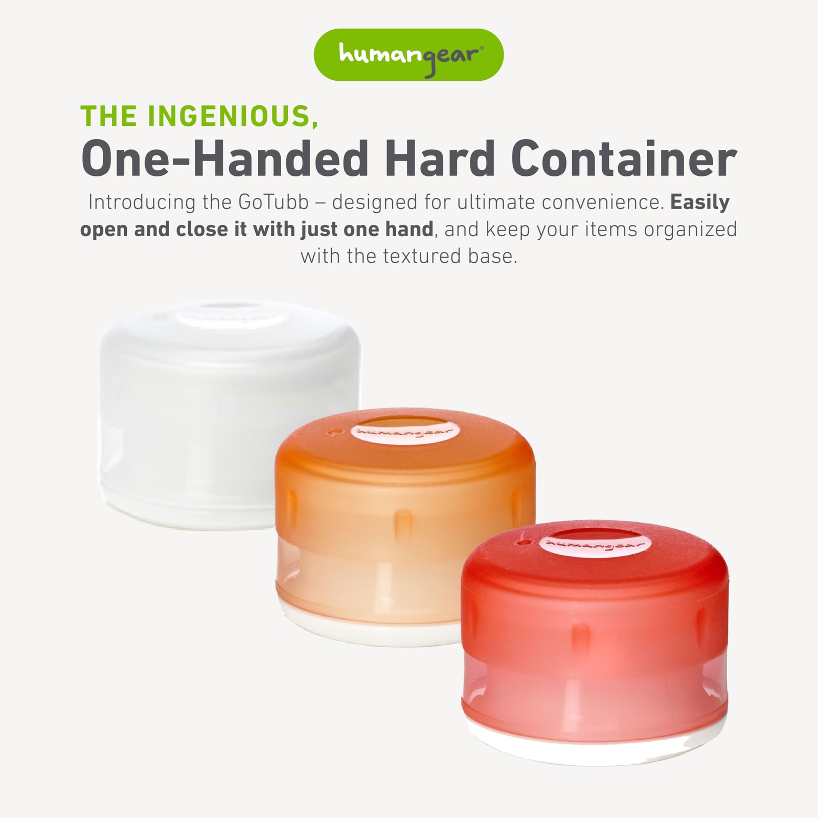 humangear GoTubb â€“ Storage Containers for Small (3-pack), Clear/Orange/Red
