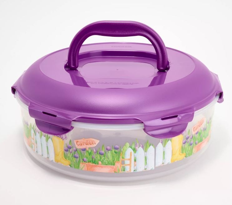 LocknLock Special Edition Spring Printed Pie Carrier w/ Handle k99824 Garden