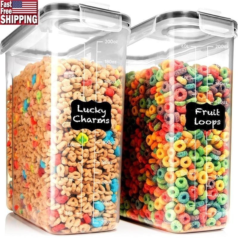 Large Airtight Food Storage Containers 2 Pack Cereal Rice Pasta Sugar Flour New